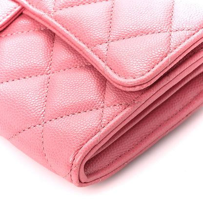 Chanel Caviar Quilted Large Gusset Flap Wallet Pink 11 of 11