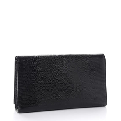 Dolce & Gabbana Lizard Calfskin Embossed Flap Clutch Black 4 of 10