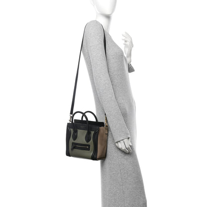 Celine Baby Grained Calfskin Nubuck Nano Tri-Color Luggage Stone 2 of 14