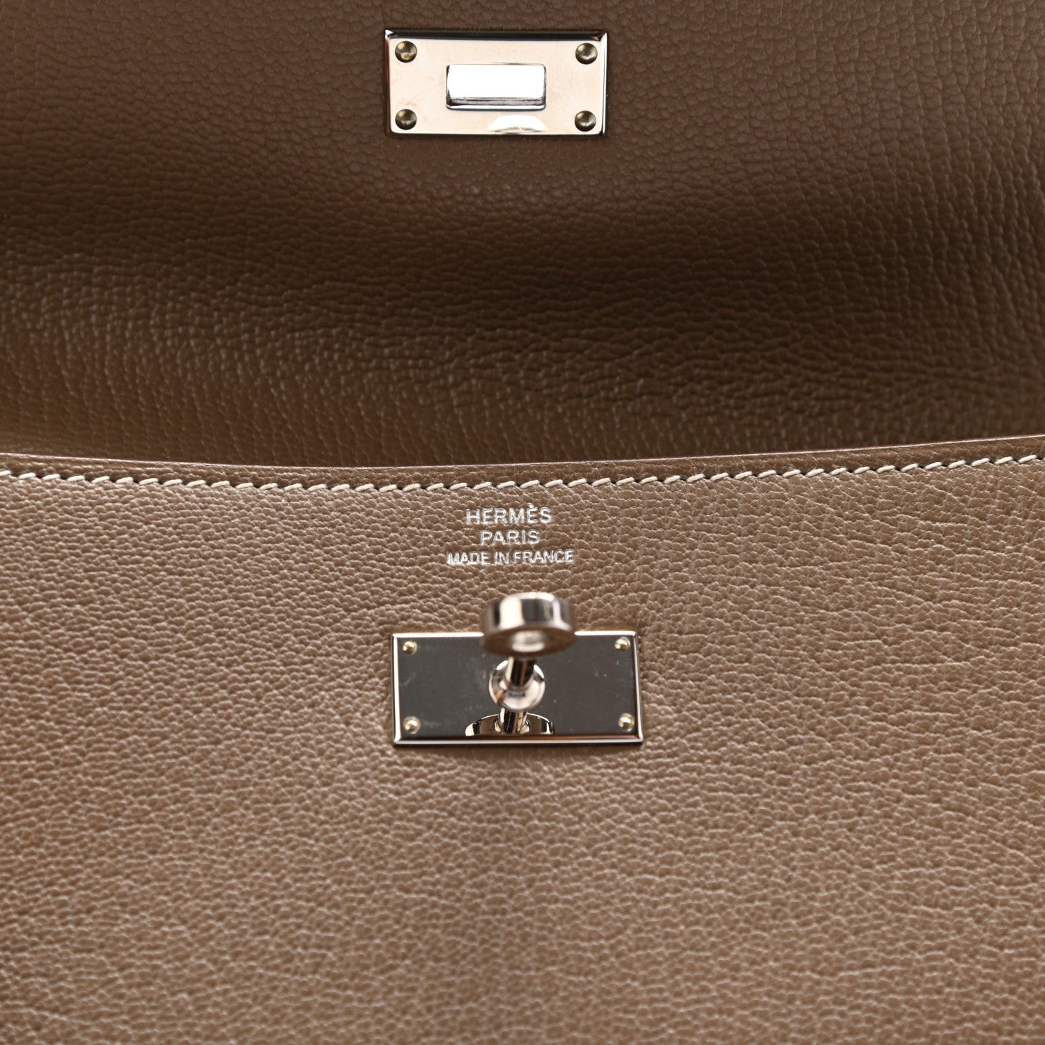 Hermes Chevre Mysore Kelly Longue Wallet Etoupe 6 of 9