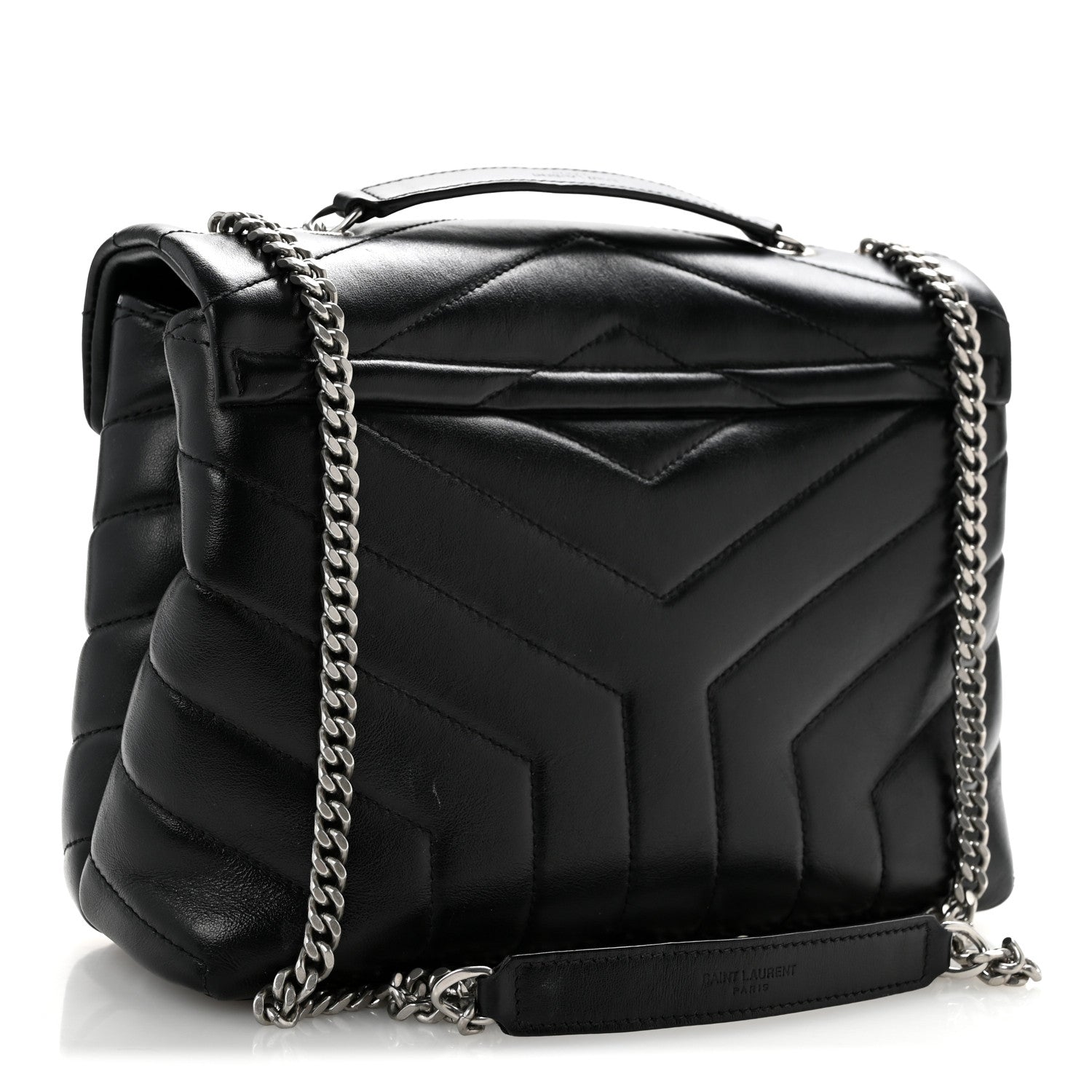 Saint Laurent Calfskin Y Quilted Monogram Small Loulou Chain Satchel Black 3 of 12