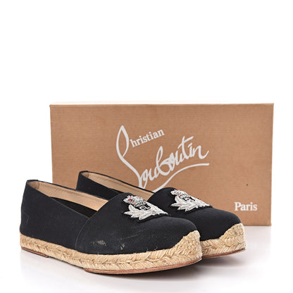Christian Louboutin Olana Canvas Galia Flat Espadrilles 37 Black 10 of 10