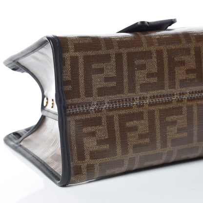 Fendi Glazed Fabric Vitello Century FF 1974 Stamp Patch Mini Peekaboo Defender Cover Mogano Panna Black 7 of 8