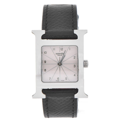 Hermes Stainless Steel Epsom 21mm Heure H Hour Quartz Watch Noir 1 of 9
