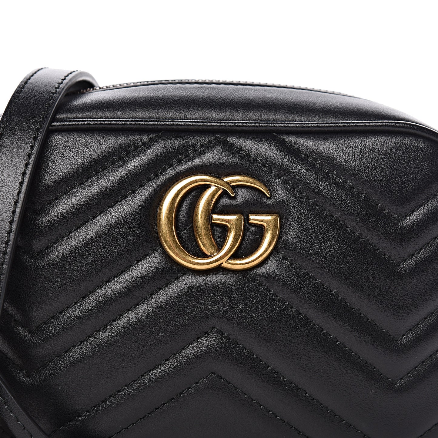 Calfskin Matelasse Mini GG Marmont Chain Shoulder Bag Black