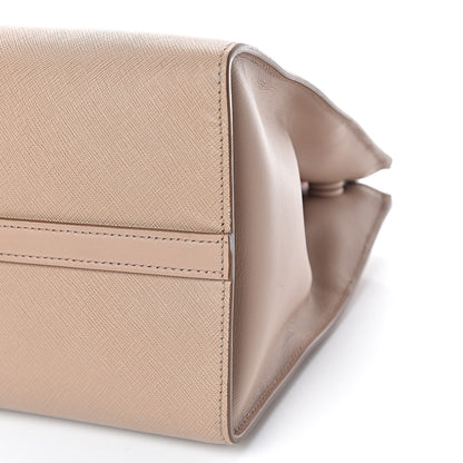 Prada Saffiano City Calfskin Greche Medium Paradigme Bag Cammeo Begonia 8 of 13