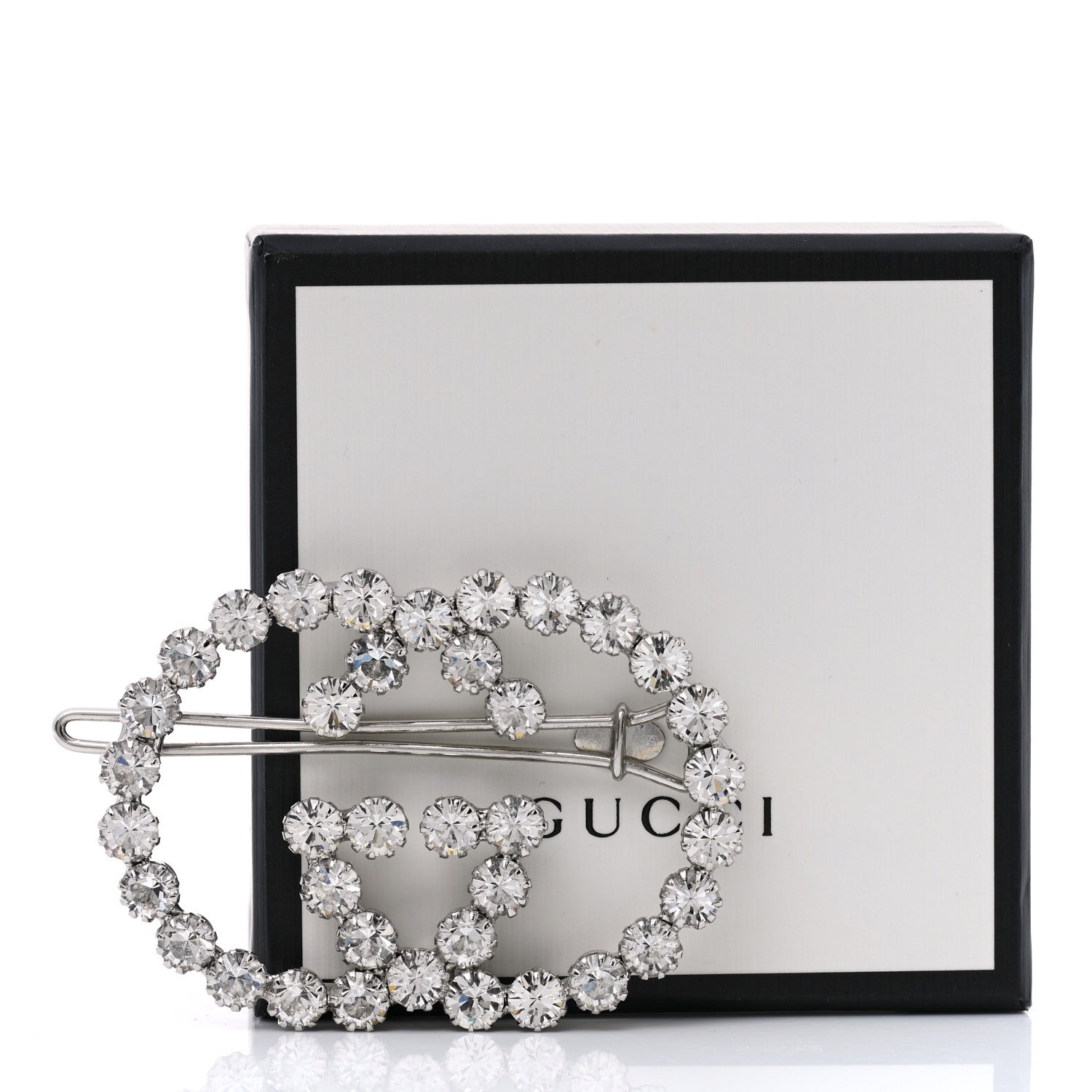 Gucci Crystal Interlocking G Hair Clip Silver 4 of 4