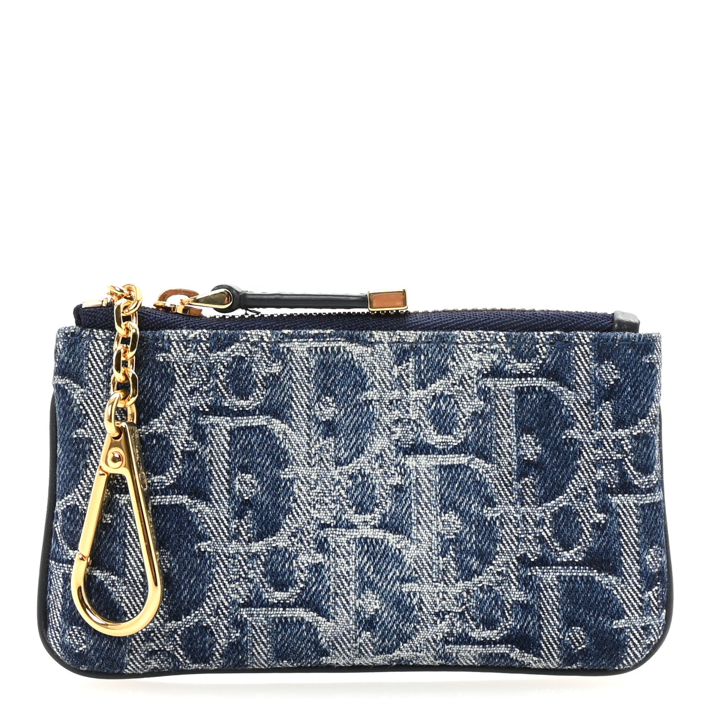 Denim Jacquard Oblique DiorTravel Myrte Zipped Key Case Blue