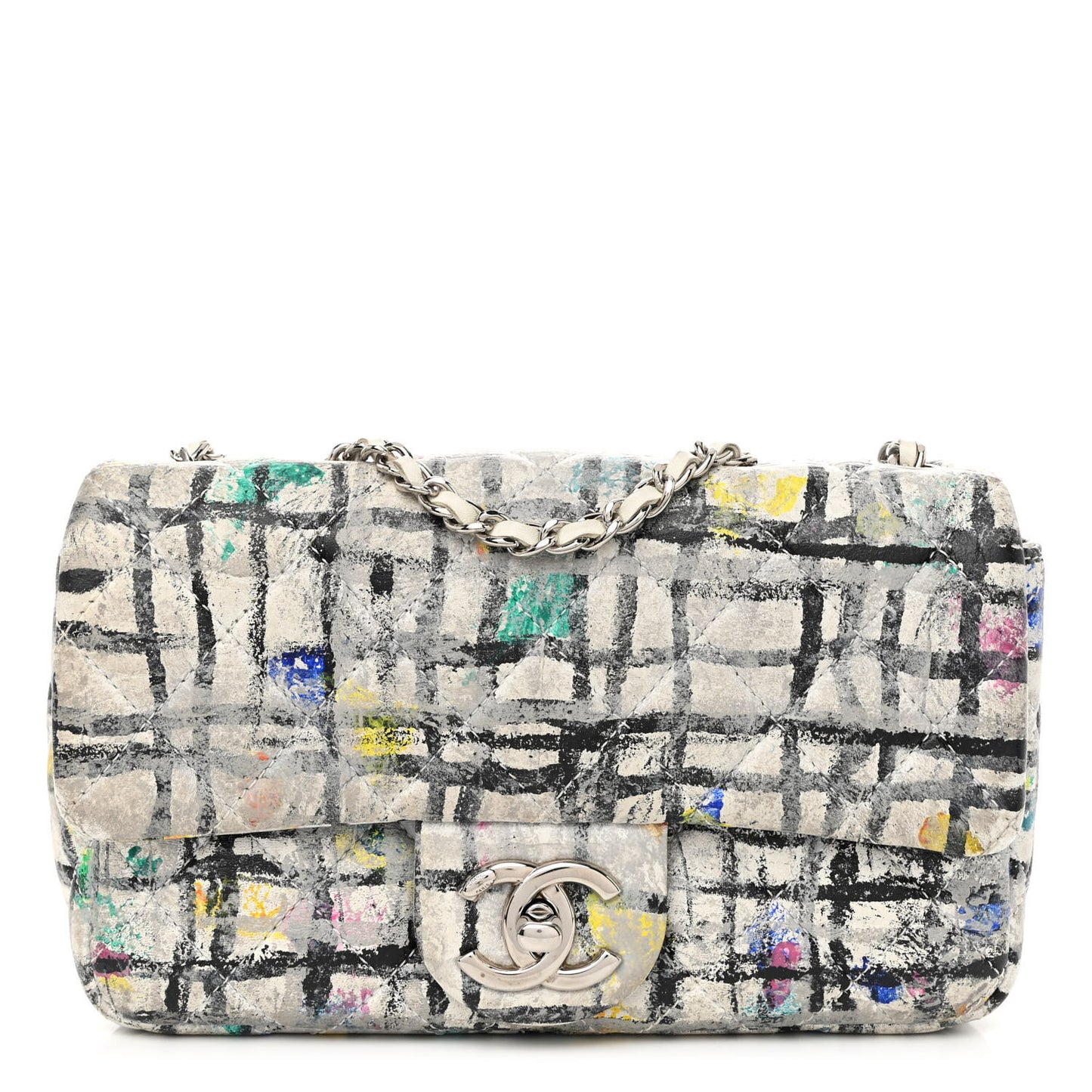 Calfskin Hand Painted Graffiti Mini Flap Multicolor