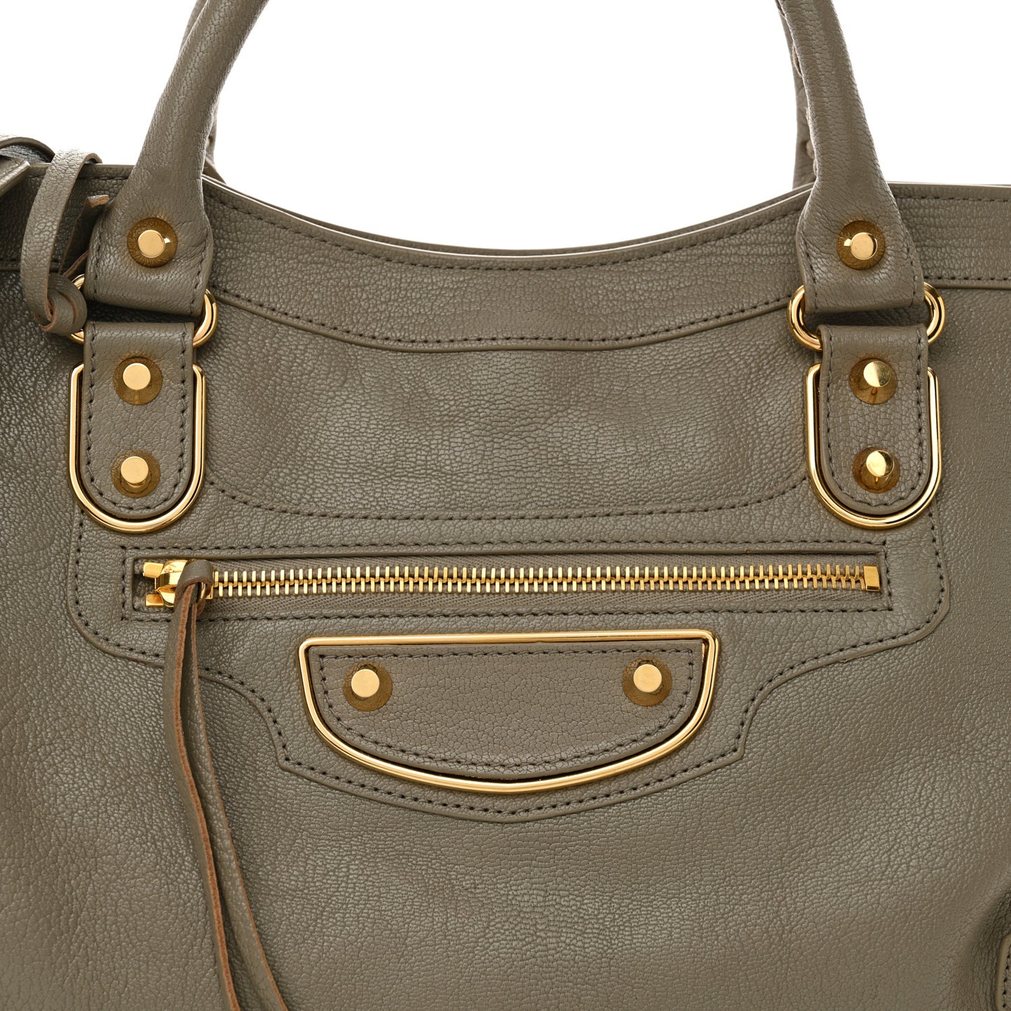 Chevre Gold Metallic Edge Hardware City Gris Taupe
