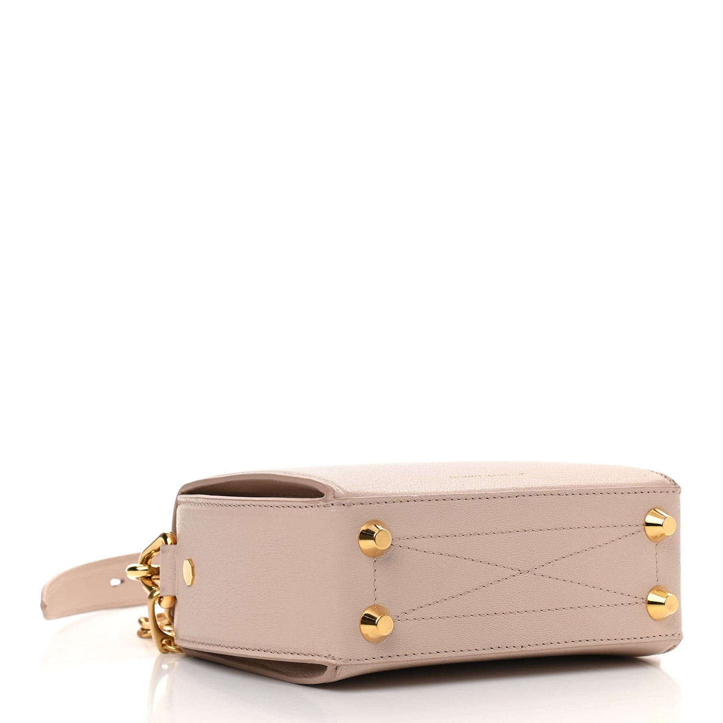 Fine Grain Goatskin Box Shoulder Bag 19 Nude