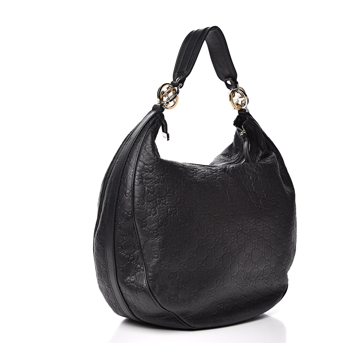 Guccissima Large GG Twins Hobo Black