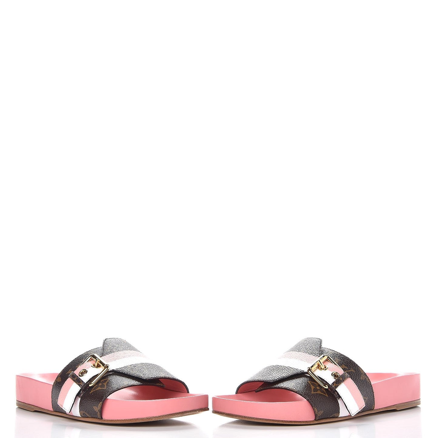 Patent Monogram Bom Dia Flat Mule 38 Rose White