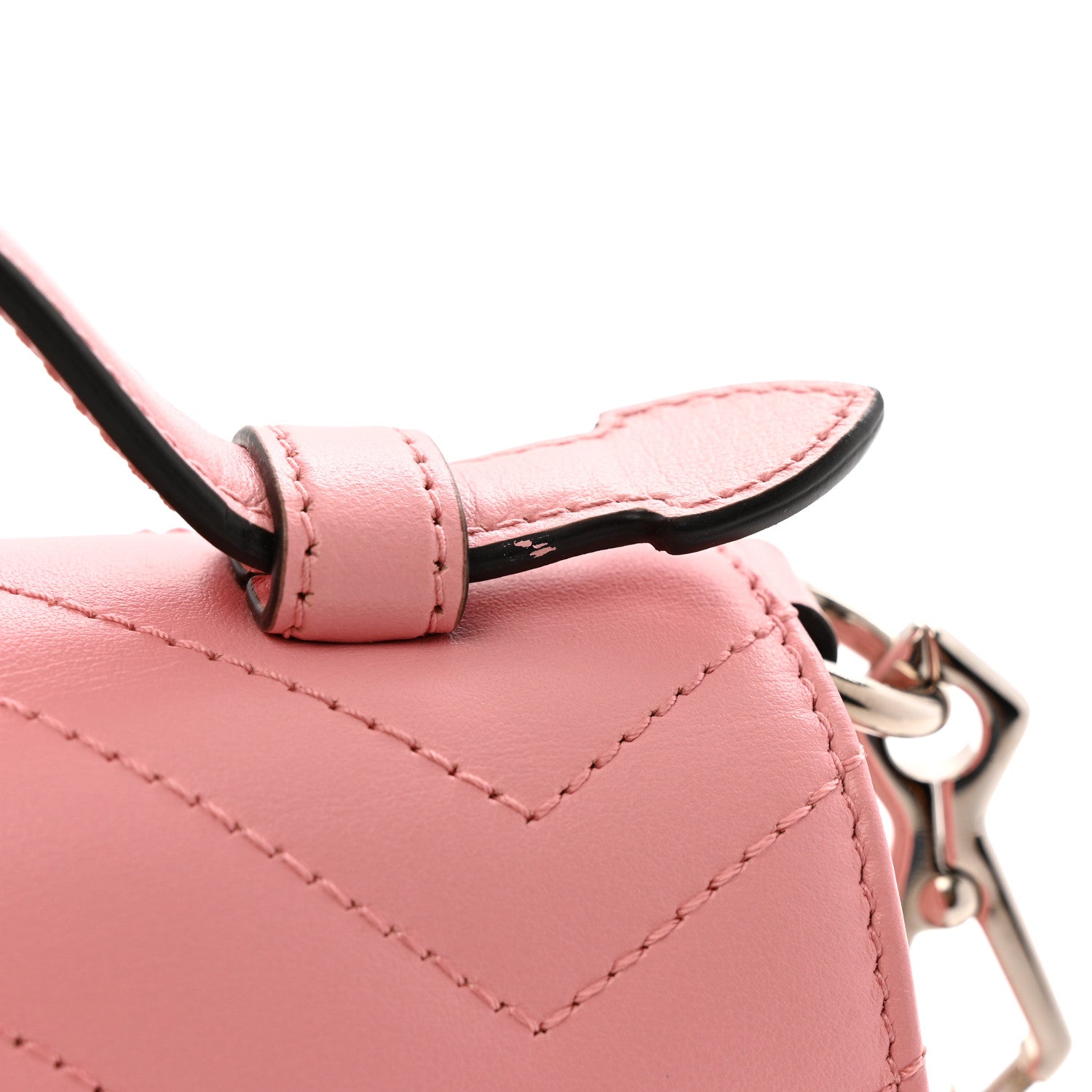 Gucci Calfskin Matelasse Mini GG Marmont Top Handle Shoulder Bag Wild Rose 11 of 13