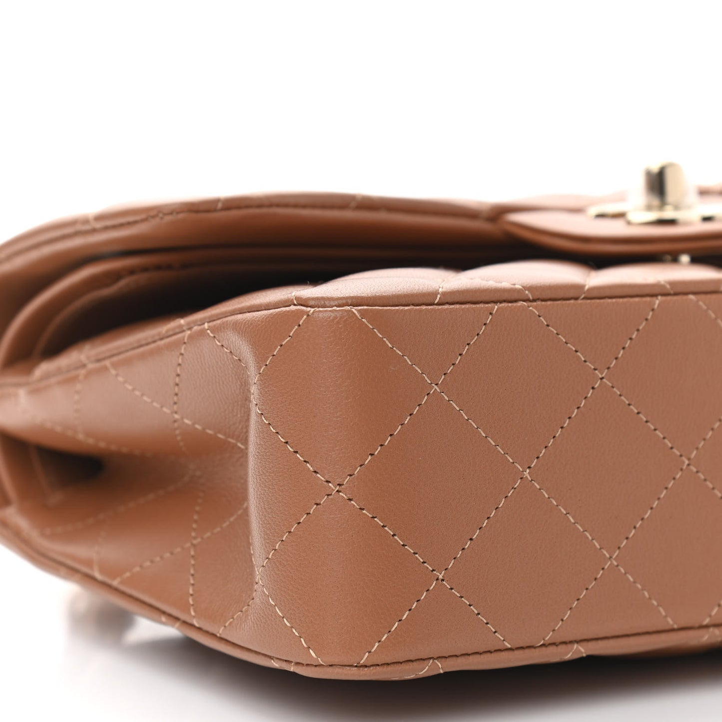 Lambskin Quilted Small Double Flap Brown