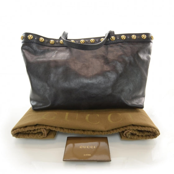 Gucci Leather Large Babouska Tote Black 3 of 7