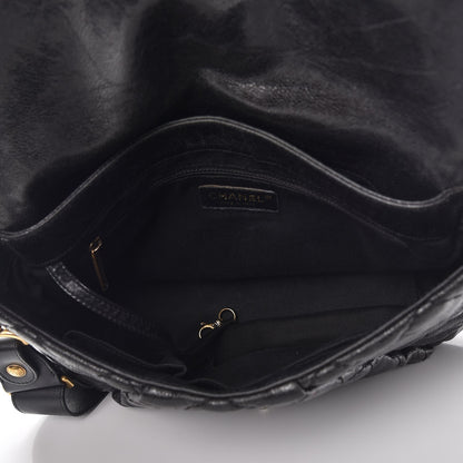 Chanel Crumpled Grained Calfskin Medium Coco Pleats Messenger Flap Black 5 of 9