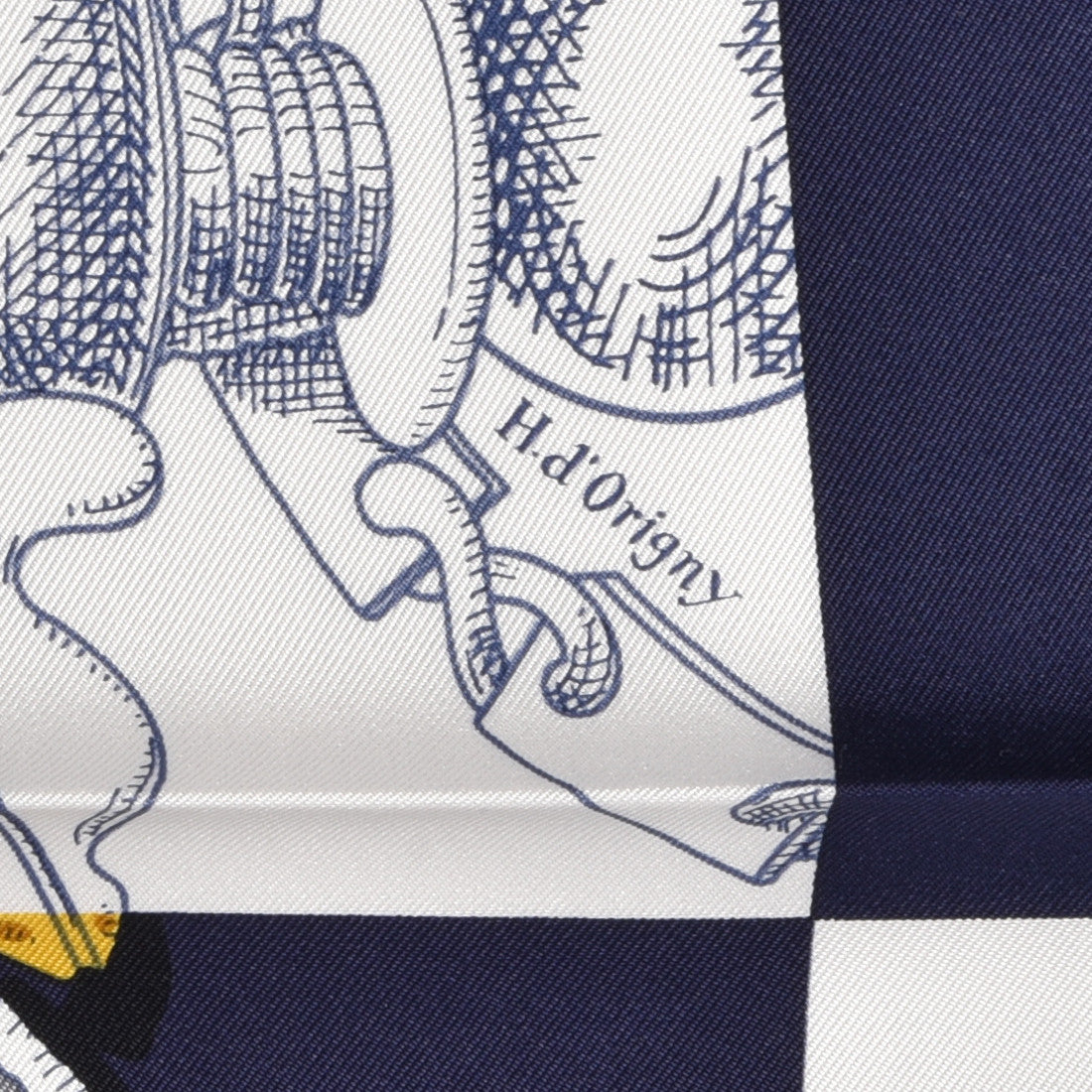 Hermes Silk L Instruction Du Roy Scarf 90 Marine White Or 4 of 5