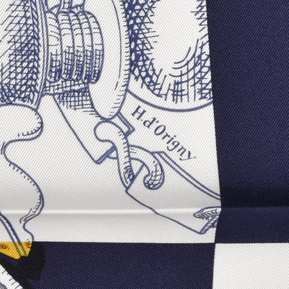 Hermes Silk L Instruction Du Roy Scarf 90 Marine White Or 4 of 5