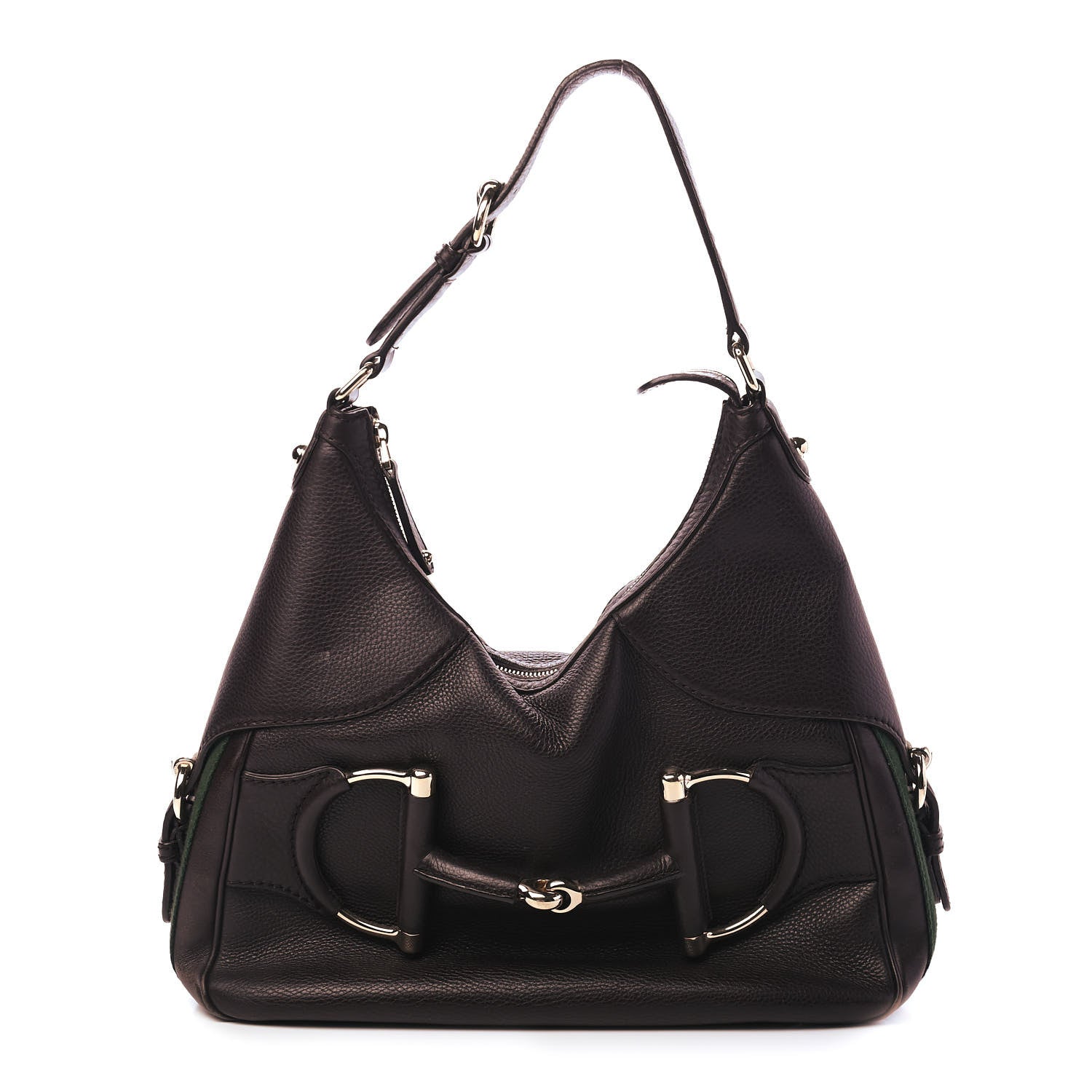 Gucci Calfskin Large Horsebit Web Hobo Brown 1 of 9