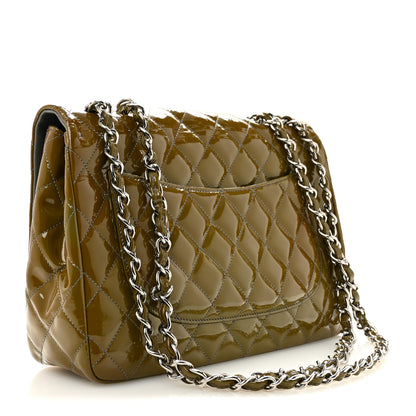 Chanel Patent Quilted Jumbo Single Flap Grey 2 of 10