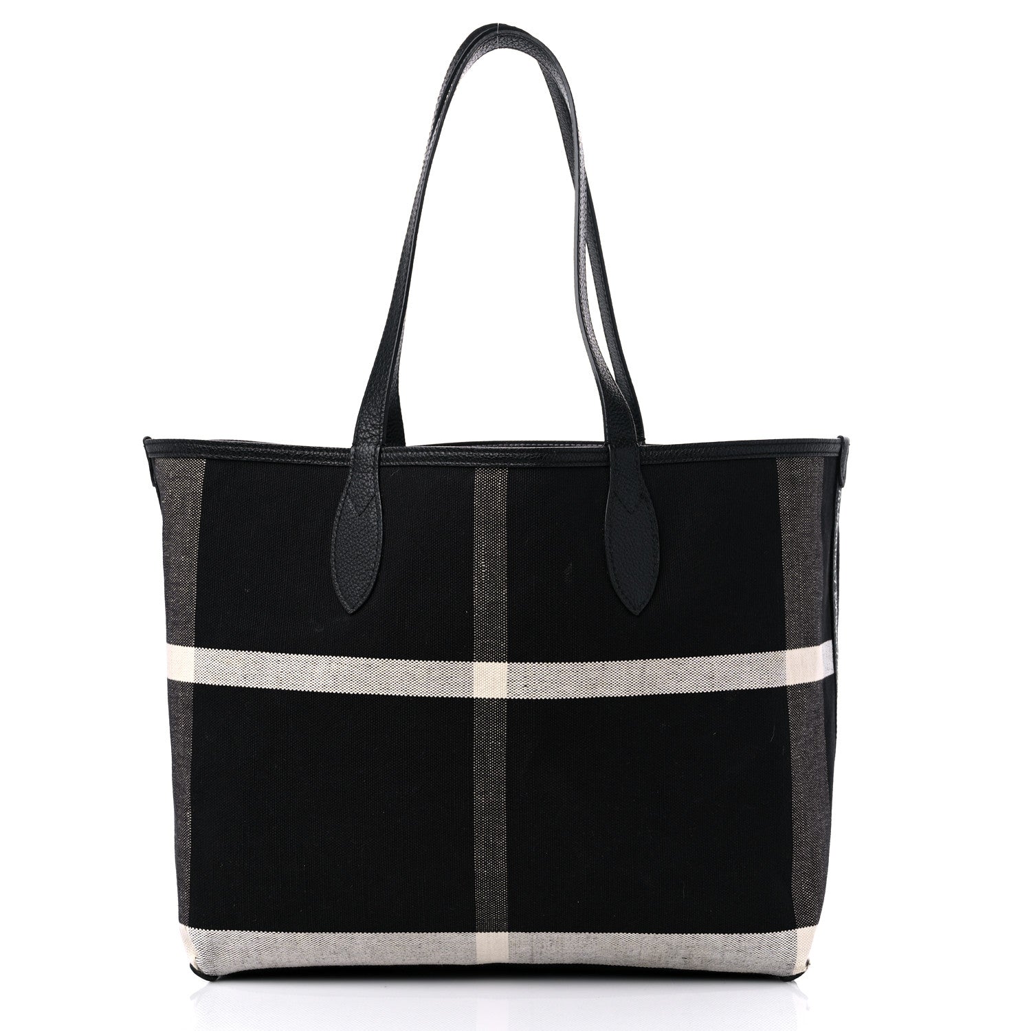 Burberry Coated Canvas Mega Check Medium Doodle Tote Black White 12 of 22