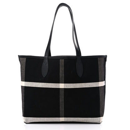 Burberry Coated Canvas Mega Check Medium Doodle Tote Black White 12 of 22