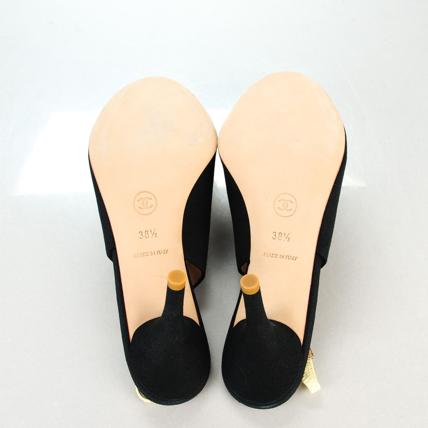 Canvas Crochet Camellia Peep Toe Pumps 38.5 Black