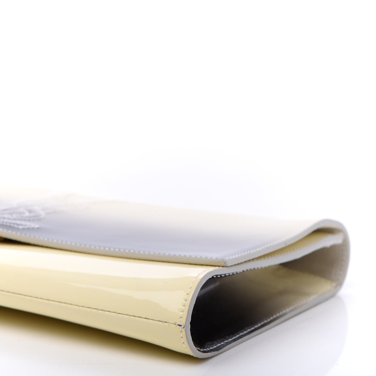 Patent Calfskin Ombre Monogram Large Belle De Jour Clutch Ivory Black