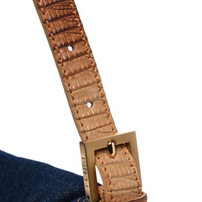 Fendi Denim Lizard Mama Baguette Blue 8 of 8