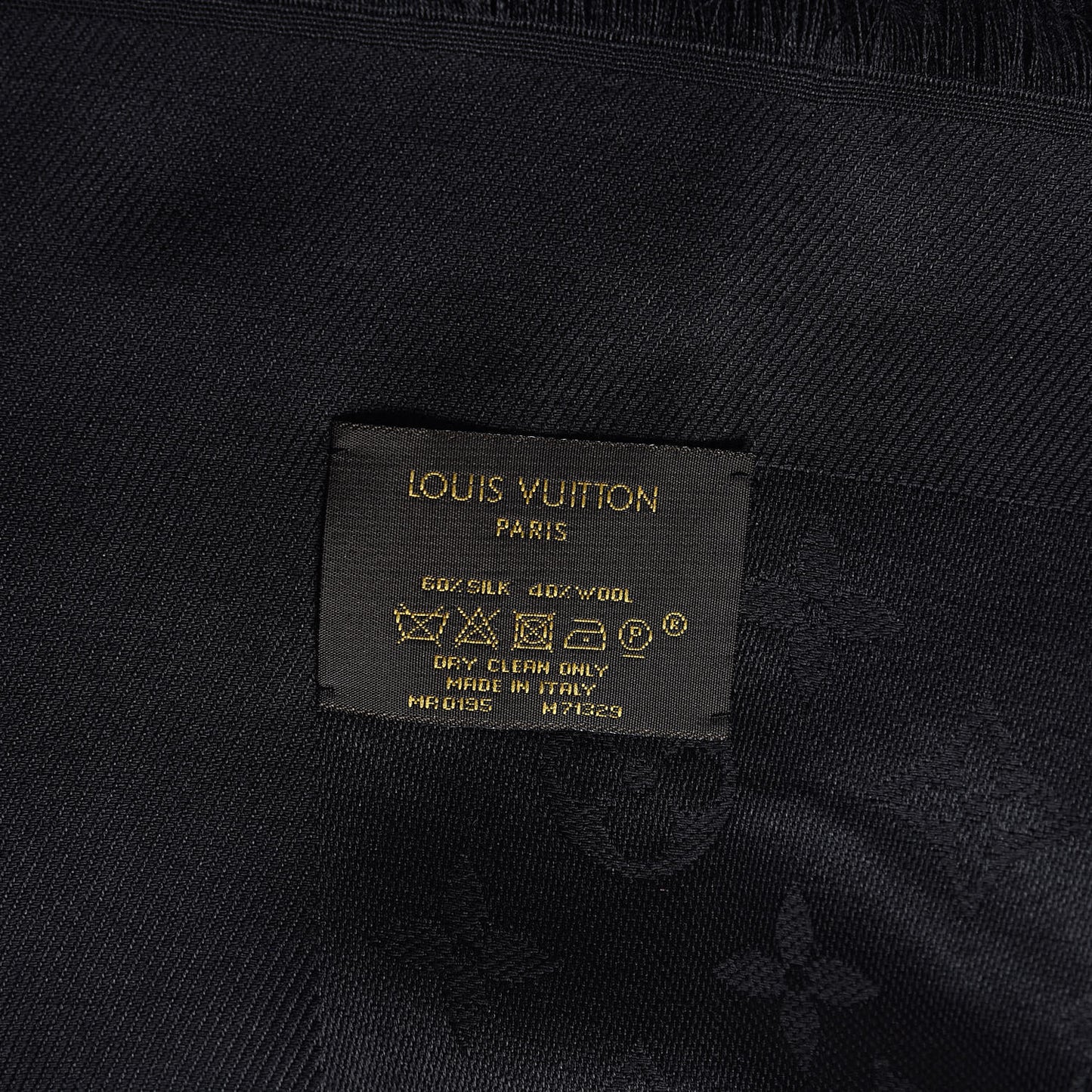Silk Wool Monogram Shawl Black