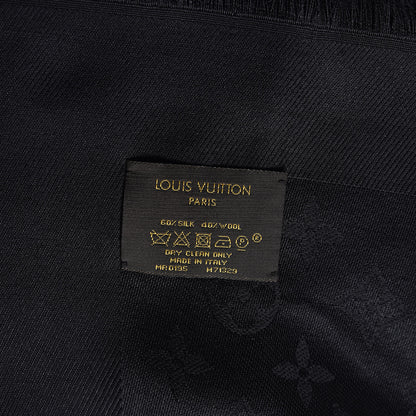 Louis Vuitton Silk Wool Monogram Shawl Black 4 of 4