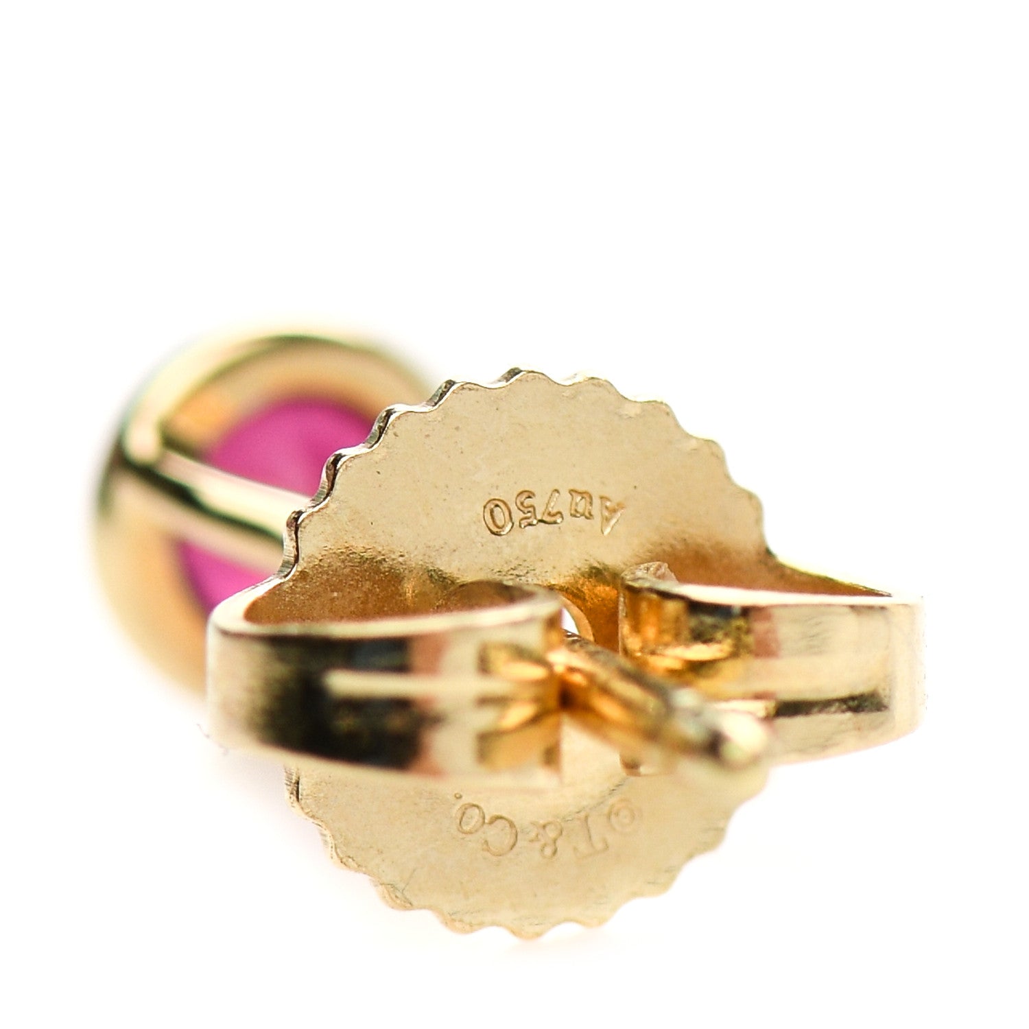 Tiffany 18K Yellow Gold Ruby .22ctw Elsa Peretti Color By The Yard Earrings 7 of 8