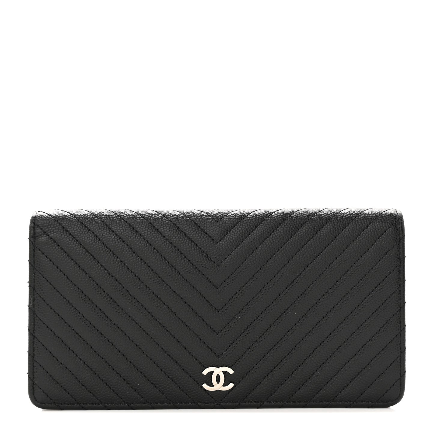 Caviar Chevron Quilted Yen Wallet Black
