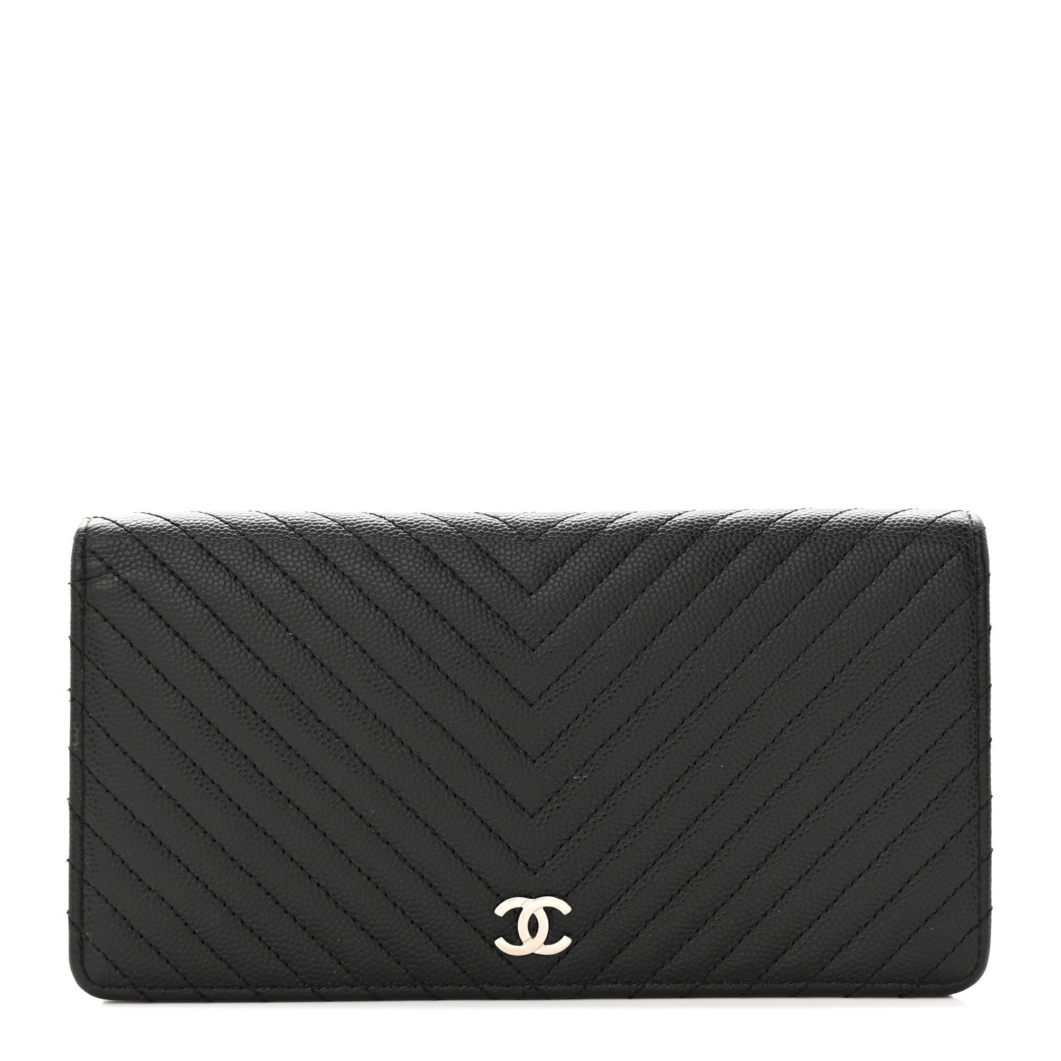 Chanel Caviar Chevron Quilted Yen Wallet Black 1 of 11