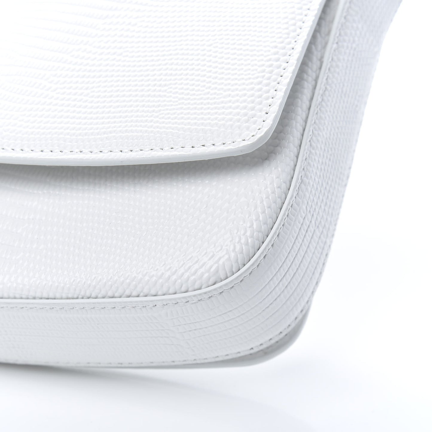 Patent Calfskin Lizard Embossed Ghost Sling Bag Optic White