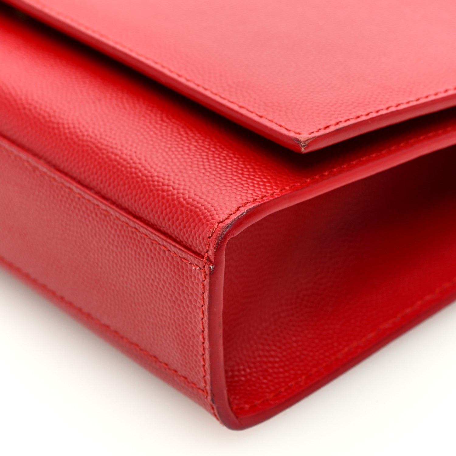 Saint Laurent Grain De Poudre Medium Monogram Kate Satchel Red 9 of 9