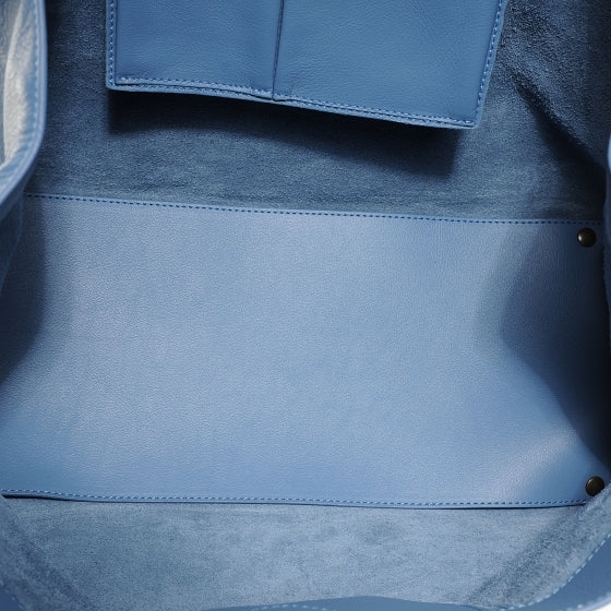 Veau Leather Papier A4 Tote Blue