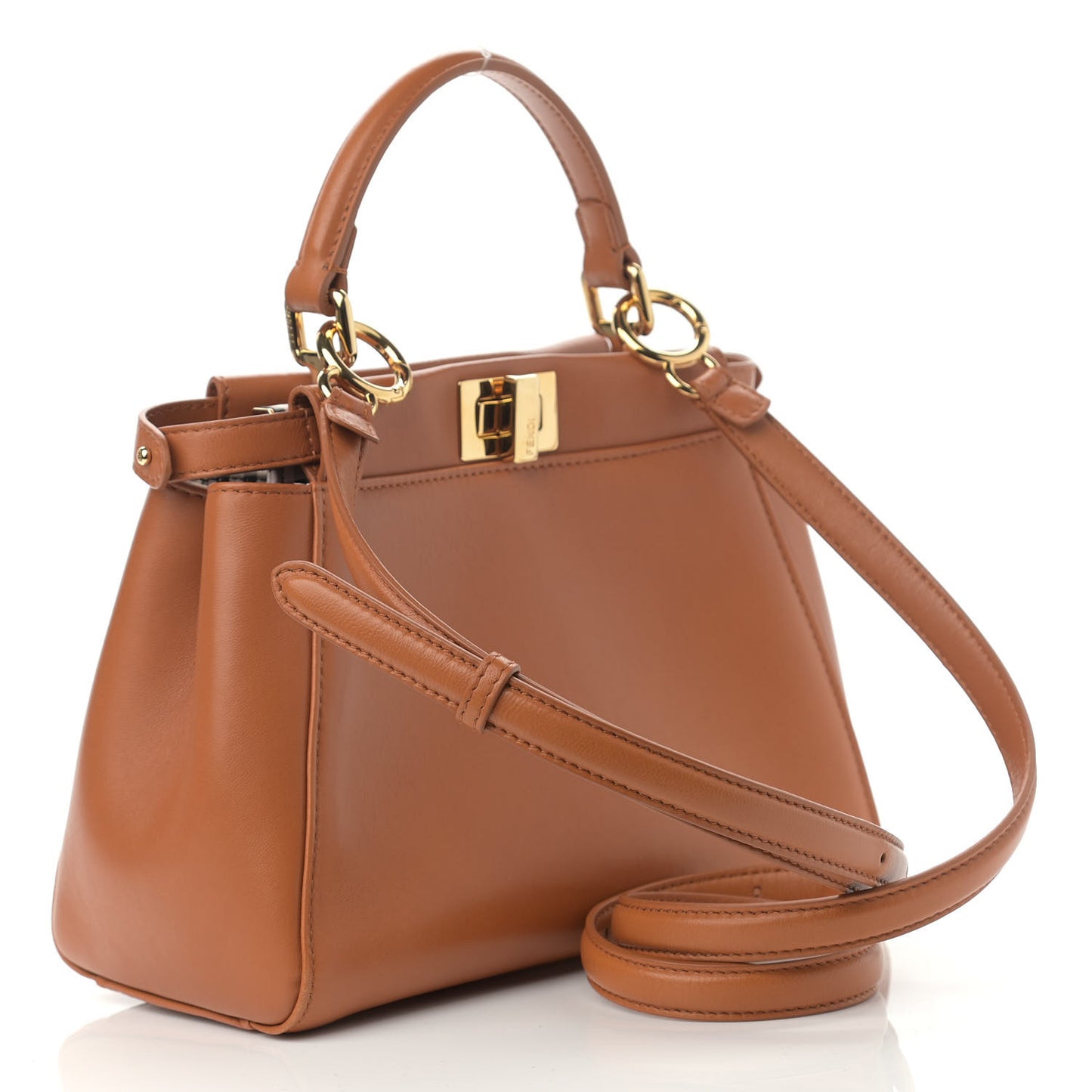 Nappa Vitello Century Gingham Embossed Mini Peekaboo Iconic Satchel Brandy White Black