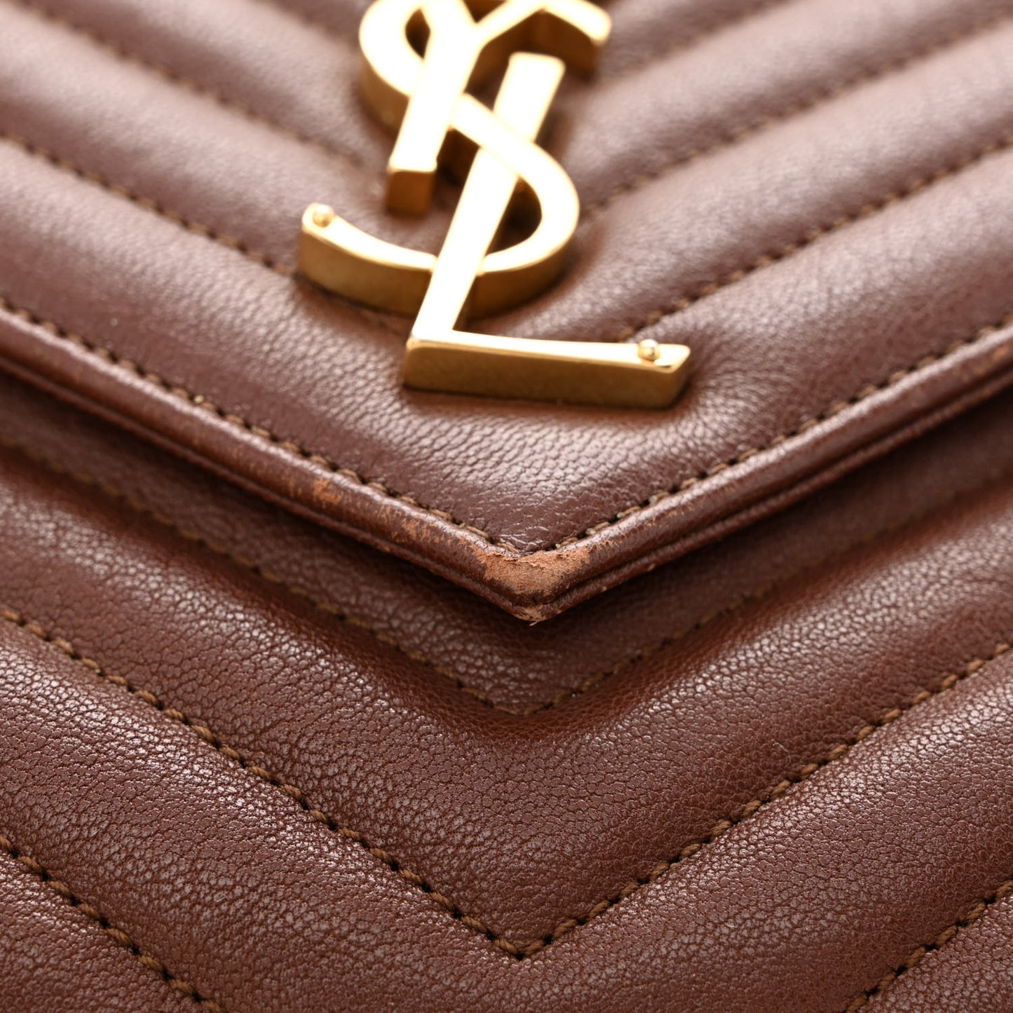Sheepskin Matelasse Chevron Monogram Medium College Bag Brick