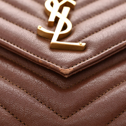 Saint Laurent Sheepskin Matelasse Chevron Monogram Medium College Bag Brick 15 of 15