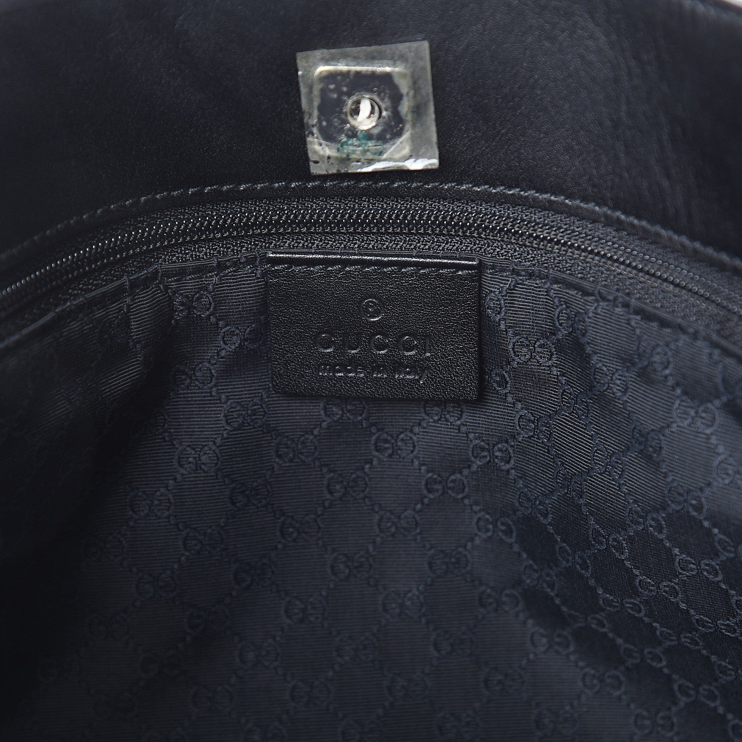 Gucci Denim Calfskin Web Tote Black 5 of 7