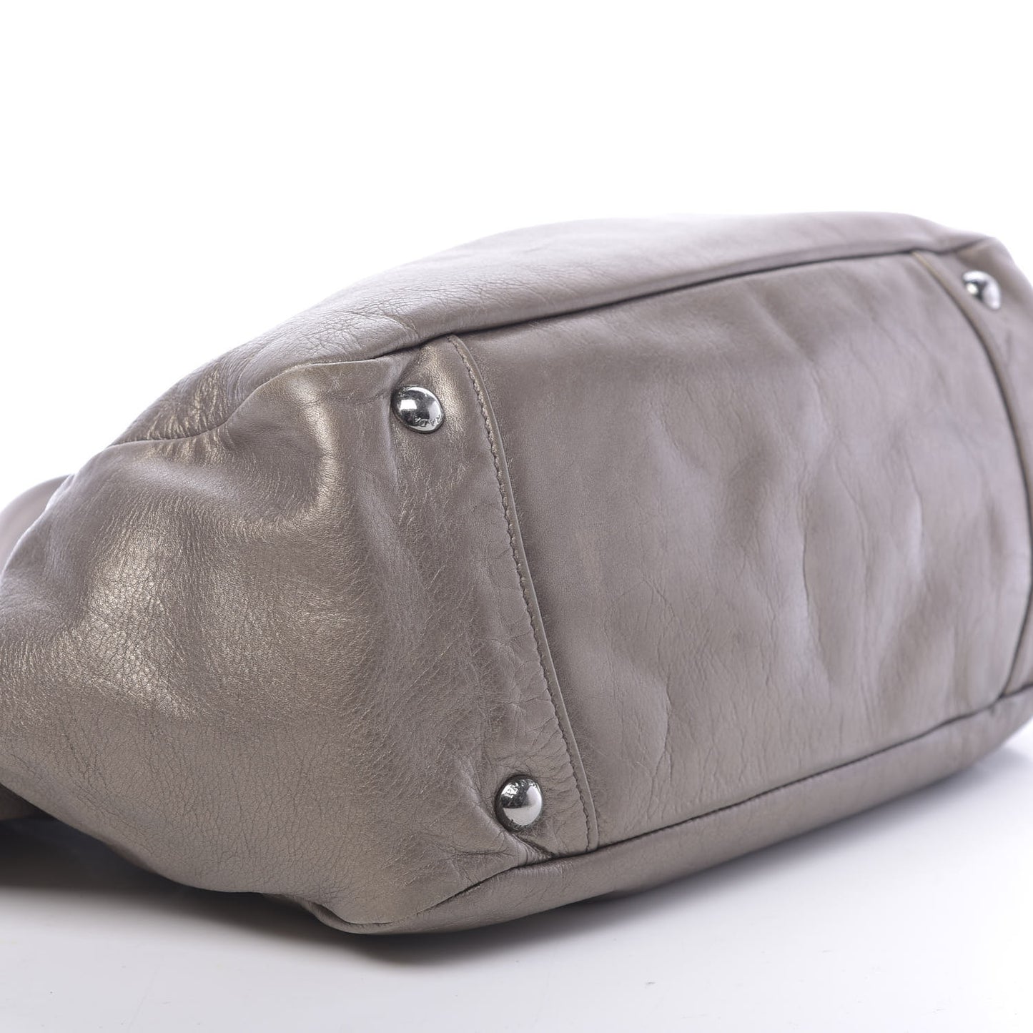 Metallic Soft Calf Shopping Tote Fumo Mordore