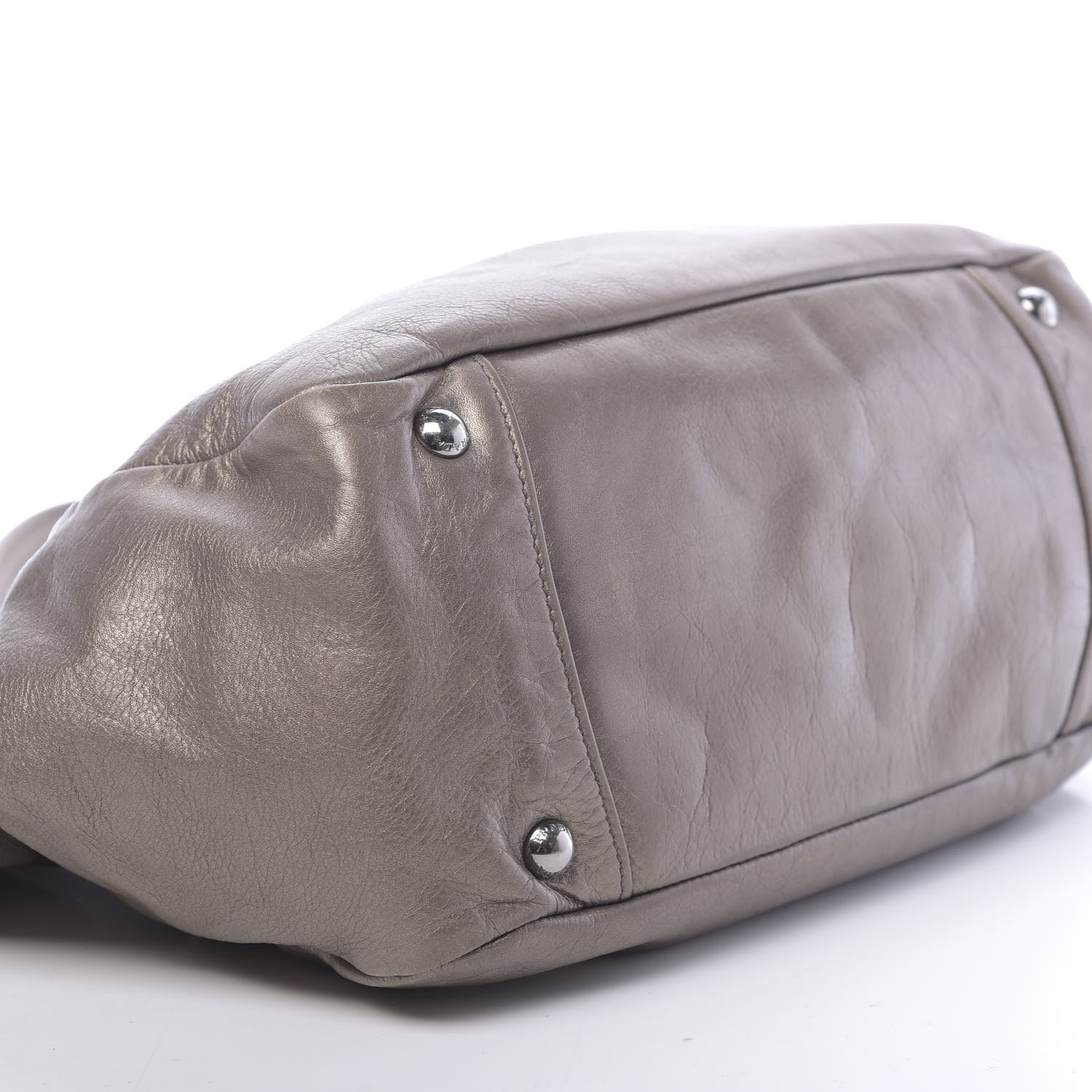 Prada Metallic Soft Calf Shopping Tote Fumo Mordore 9 of 10