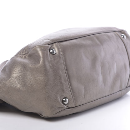 Prada Metallic Soft Calf Shopping Tote Fumo Mordore 9 of 10