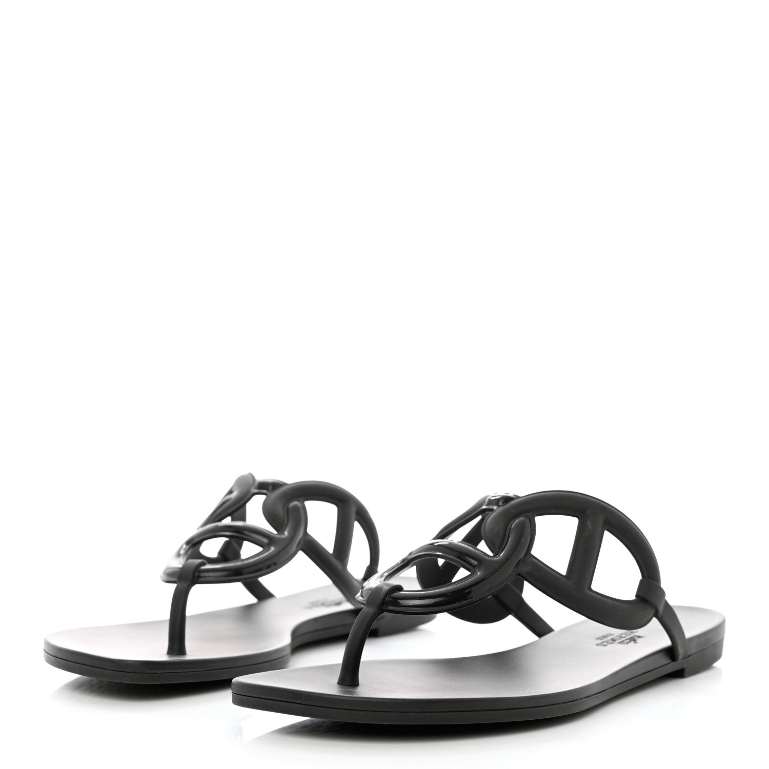 Hermes Rubber Womens Egerie Sandals 38 Black 3 of 9