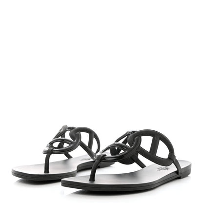 Hermes Rubber Womens Egerie Sandals 38 Black 3 of 9