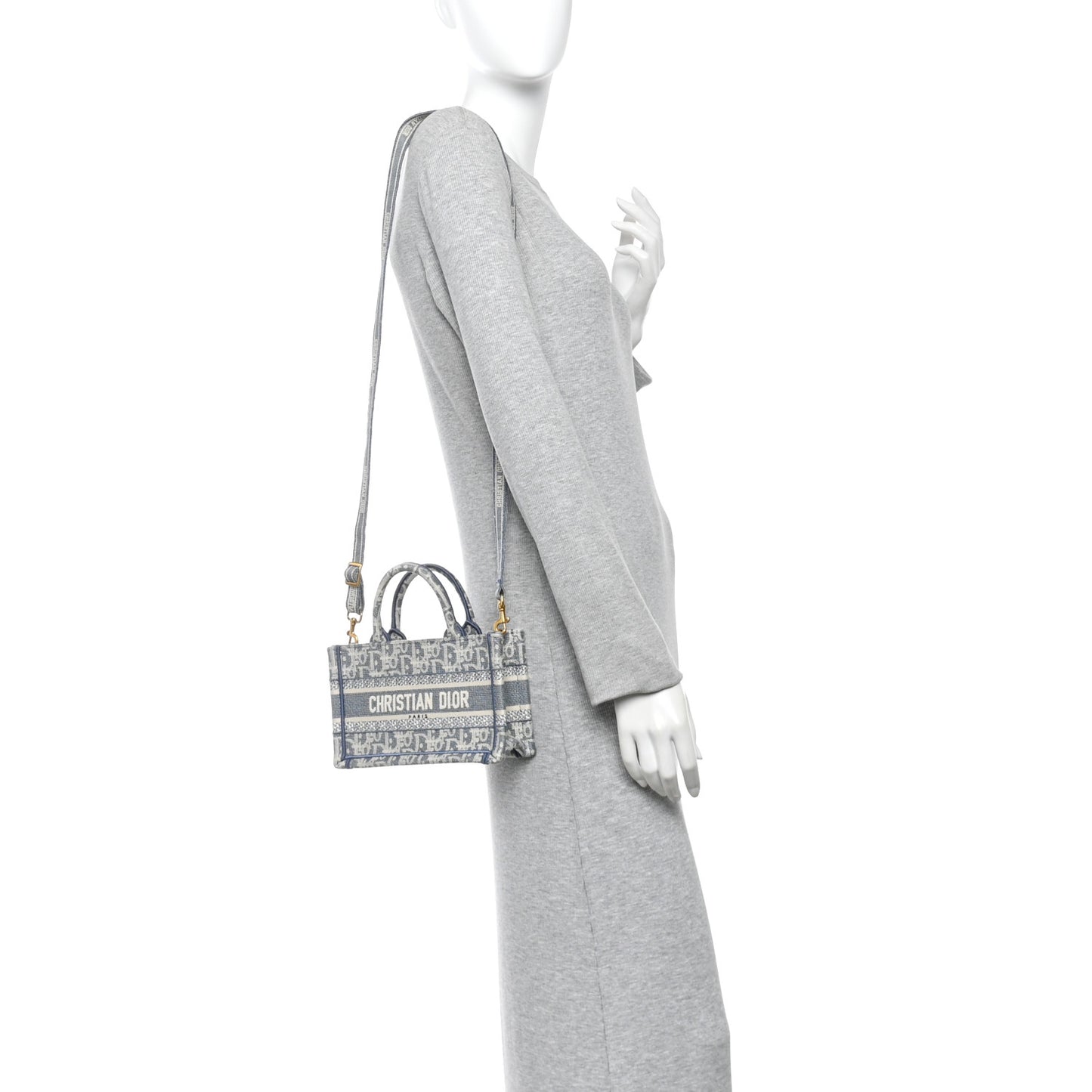 Oblique Mini Book Tote With Strap Light Blue Multicolor