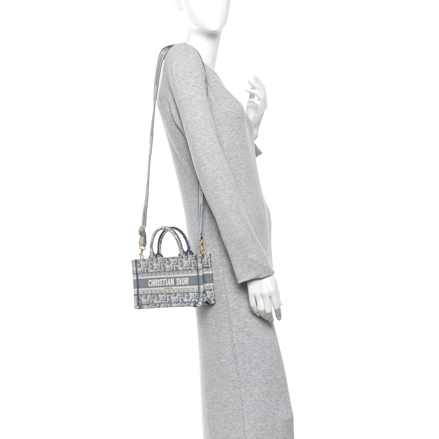 Christian Dior Oblique Mini Book Tote With Strap Light Blue Multicolor 2 of 11