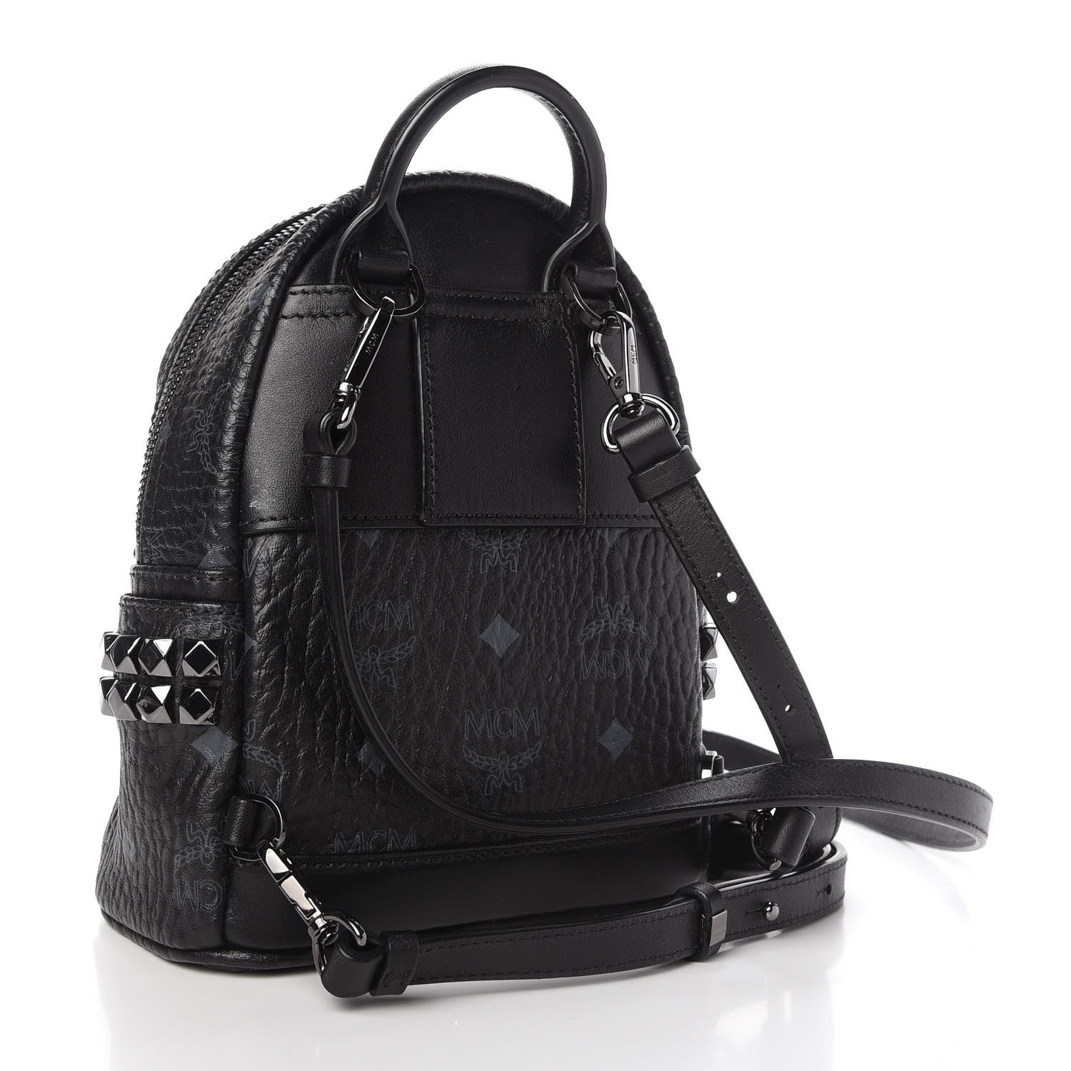 MCM Visetos Side Stud X-Mini Stark Bebe Boo Backpack Black 3 of 9